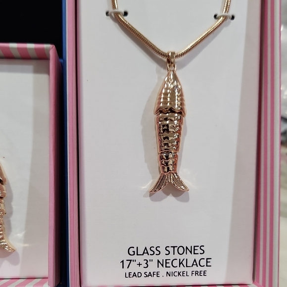 🔹️House of Harlow🔹️1960 Gold Sardine Fish Necklace and Earrings Set Bundle - Picture 4 of 5